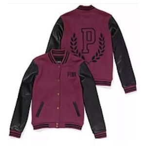 sz mD VS pink leather /cotton logo bomber jacket